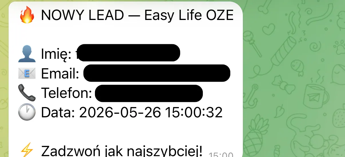 Kampania leadowa Easy Life + automatyzacja Make → Telegram — widok 1